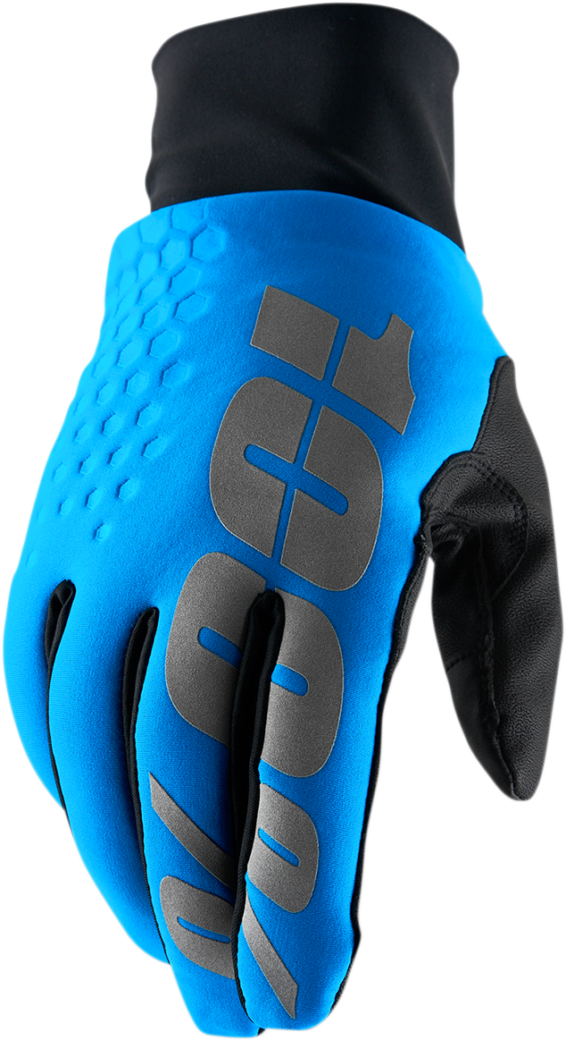 Blue Hydromatic Brisker Gloves by Bill's Exhausts, large size, showing the durable fabric and secure wrist fit.