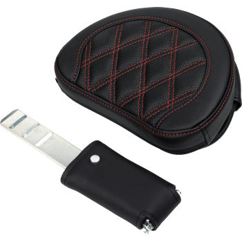 SADDLEMEN Roadsofa™ motorcycle solo seat with backrest in red stitch, designed for FL models 2008-2023, by Bill's Exhausts