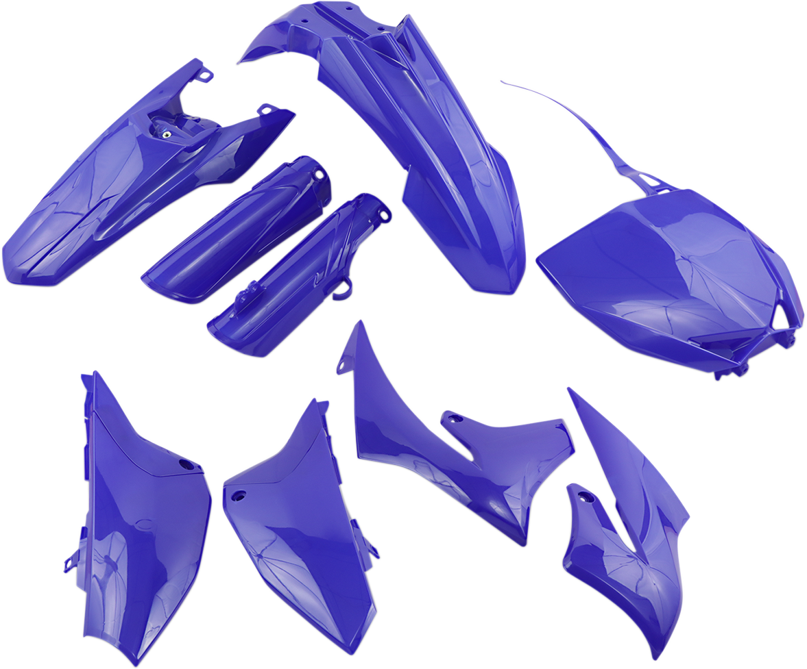 A blue Acerbis full replacement body kit for motorcycles, displayed on a clean background with detailed panels and aerodynamic design.