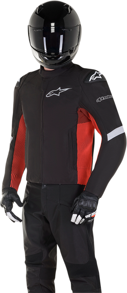 Alpinestars T SP-5 Rideknit jacket in black and red, 2XL, featuring durable riding gear with protective design and stylish color accents.