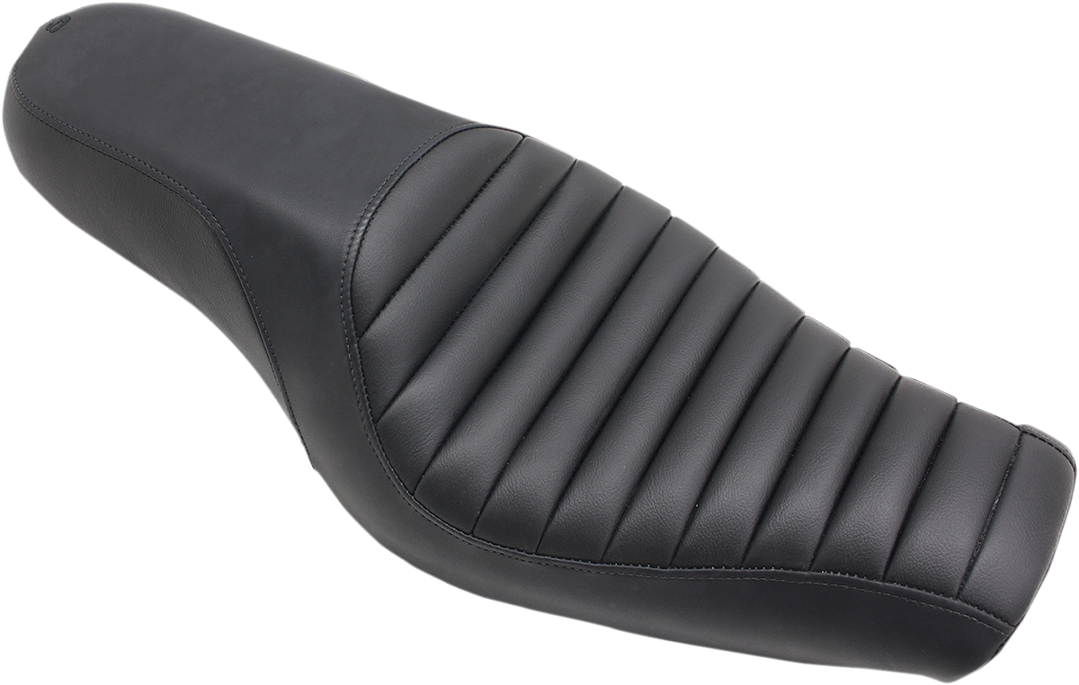 Black SADDLEMEN Profiler Tuck-n-Roll motorcycle seat by Bill's Exhausts with detailed stitching and sleek design.