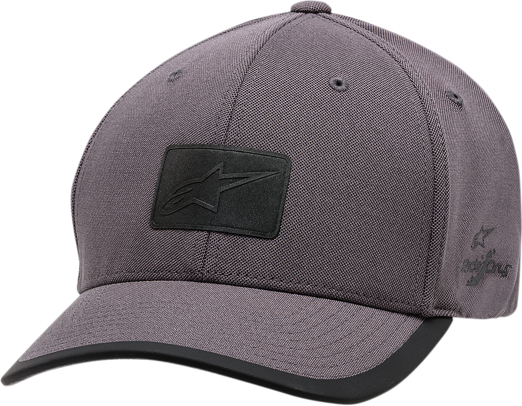 Charcoal Alpinstars Tempo Hat in Large/XL, a protective gear accessory with a sporty design and branded logo.