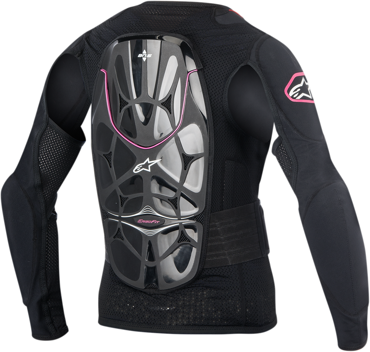 Black Alpinestars Stella Bionic Jacket in medium size, featuring protective armor and sporty design, displayed on a plain background.