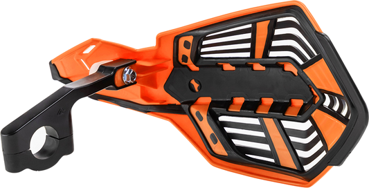 Acerbis X-Future orange and black motorcycle handguards with mounting brackets, designed for durable protection.