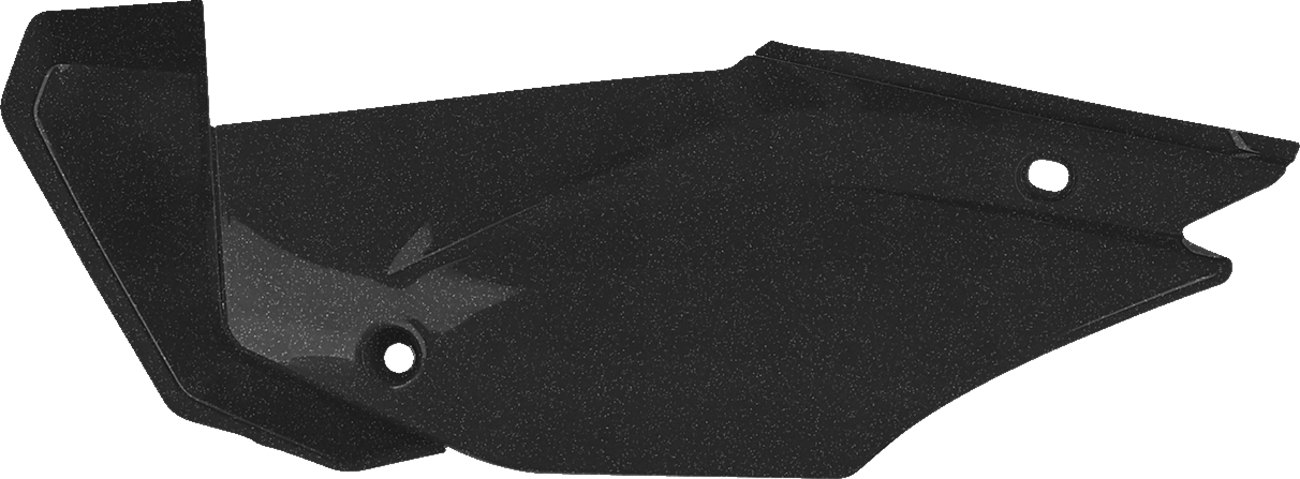 A close-up of Acerbis black and metallic body side panels for motorcycle, showcasing the sleek design and finish.
