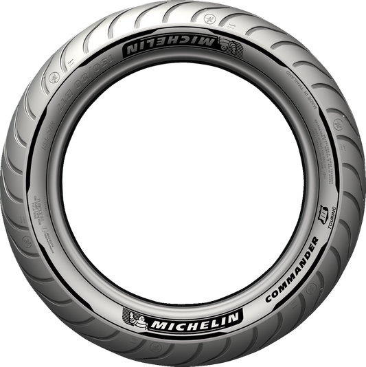 Michelin Commander III front motorcycle tire 120/70B21 68H with tread pattern, mounted on wheel, ready for installation.