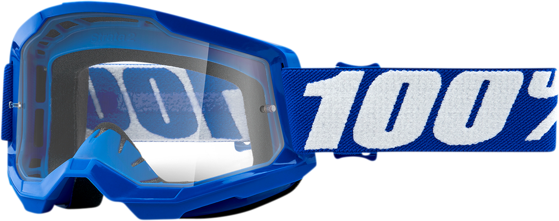 Bill's Exhausts Strata 2 Goggles in blue with clear lenses, featuring a sleek design and adjustable strap for secure fit.