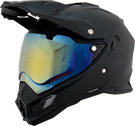 Bill's Exhausts AFX FX-41DS helmet with gold mirror Pinlock shield, showing the sleek, reflective visor and helmet design.