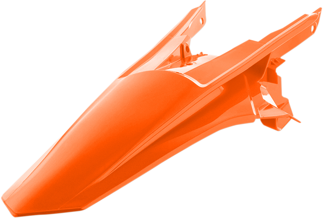 A vibrant orange Acerbis rear fender body part for motorcycles, with mounting points and smooth curved design.