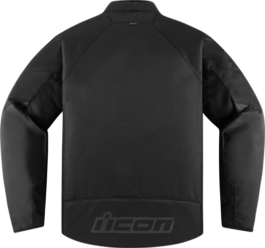 Black ICON Hooliganâ„¢ CE Jacket by Bill's Exhausts, medium size, featuring durable fabric and stylish motorcycle jacket design.