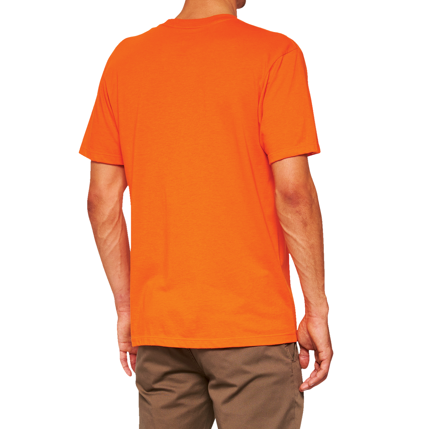 Orange 100% Icon T-Shirt by Bill's Exhausts, medium size, front view showing bold graphic design on soft cotton fabric.