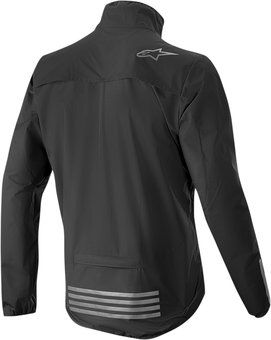 Black ALPINESTARS Descender V3 motorcycle jacket in XL, featuring protective armor and sleek design, shown on a hanger.