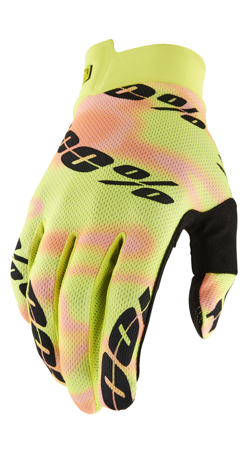 Bill's Exhausts 100% iTrack Gloves Kaledo Medium 10008-00031, close-up of durable black gloves with textured palms.