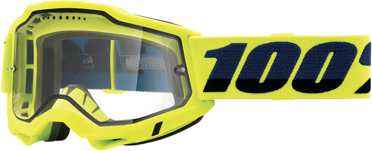100% Accuri 2 Enduro MTB Goggles - Fluo Yellow - Clear 50016-00003 - Howling Moto