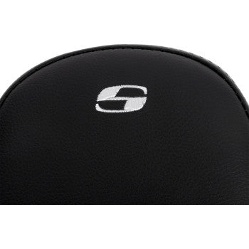 White Stitch SADDLEMEN Step-Up Seat with front lattice design for FLH/FLT models 2008-2023, featuring stylish stitching and durable construction.