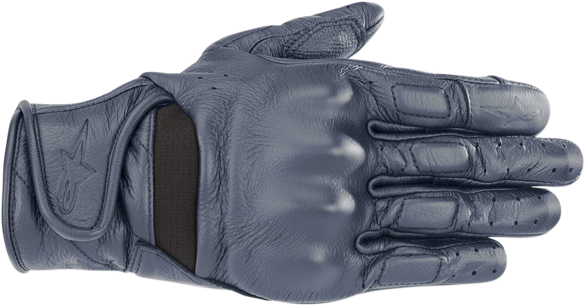 Alpinestars Women Stella Vika V2 Gloves in metallic blue, XL size, showing sleek design and protective features.