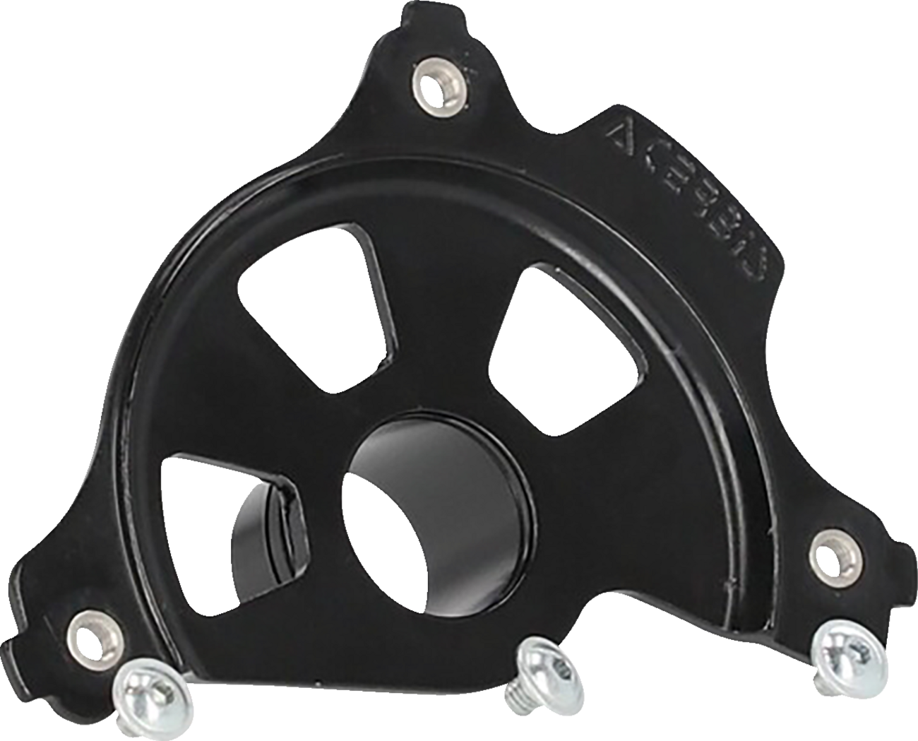 Acerbis black disc cover mount for SX/SXF motorcycles with 23 mm axle, shown on a motorcycle body component.