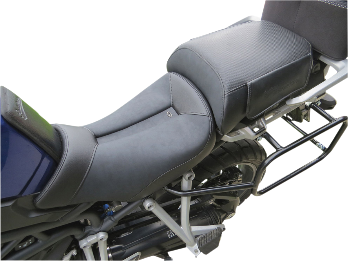 SADDLEMEN Adventure Seat Low for Tiger 1200 motorcycle, by Bill's Exhausts, shown on a motorcycle with a streamlined design