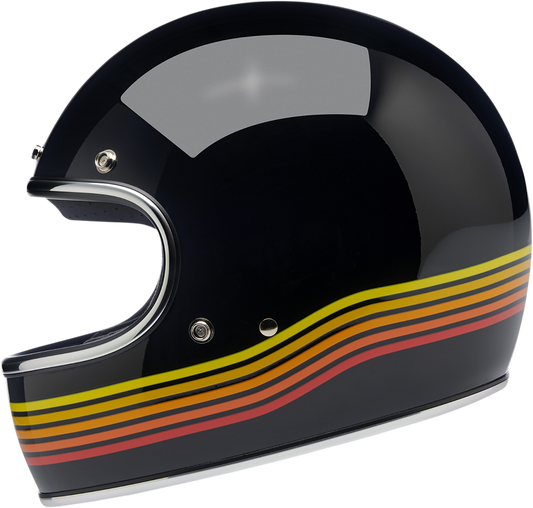 Gloss black BILTWELL Gringo helmet in medium size, featuring a sleek, shiny finish and classic motorcycle helmet design.