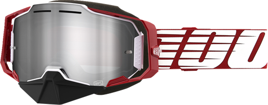 100% Armega Snow Goggles - Oversized Red - Silver Mirror 50008-00006 - Howling Moto