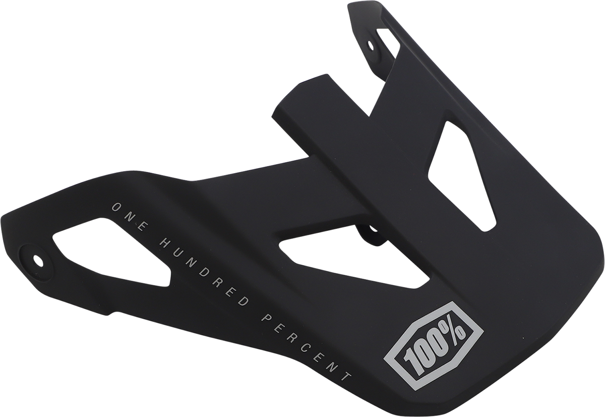 Black 100% Youth Status helmet visor from Bill's Exhausts, showing the clear protective shield and mounting hardware.