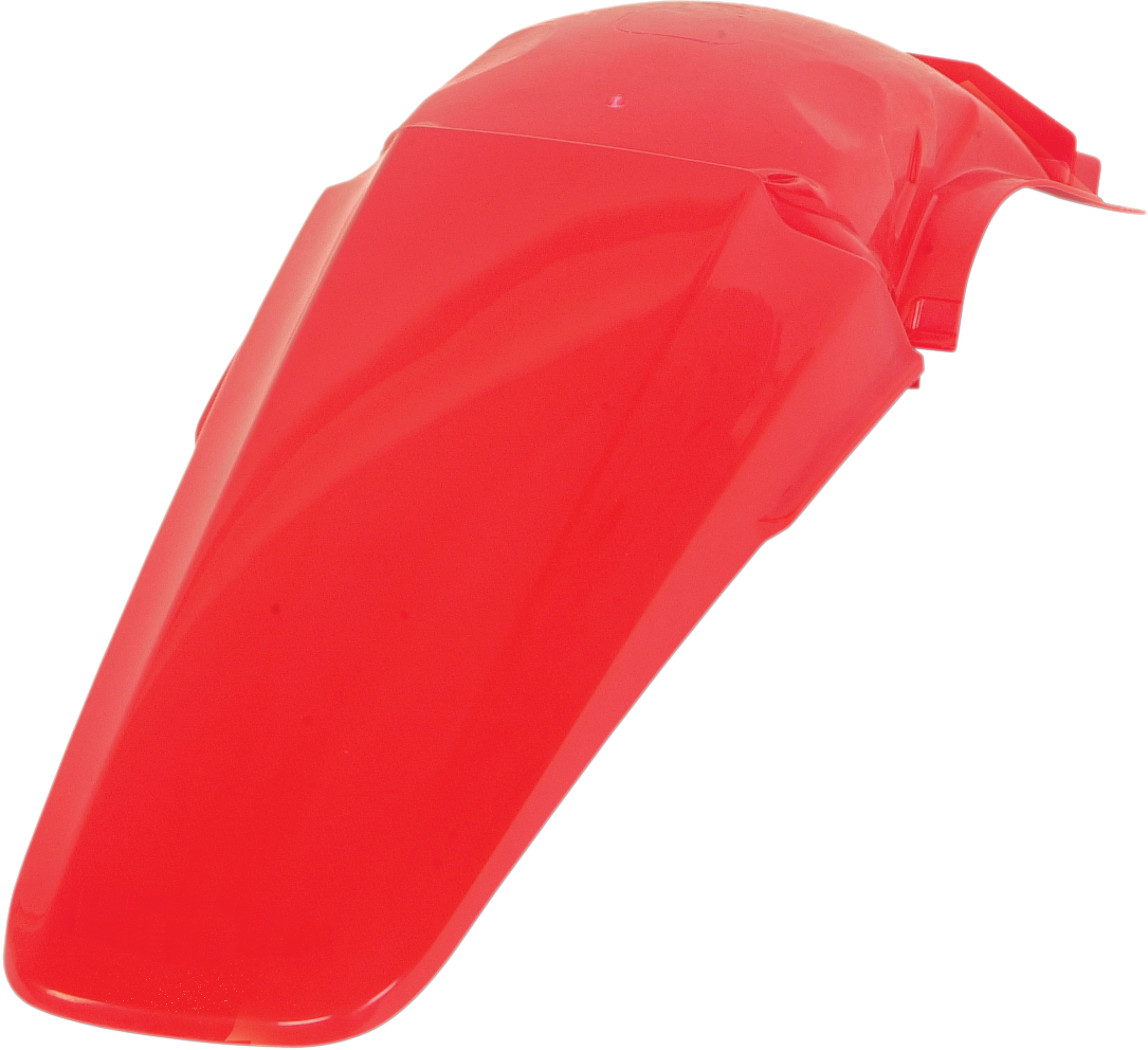 Red ACERBIS rear fender for motorcycles, body part with detailed design, designed for durability and style.