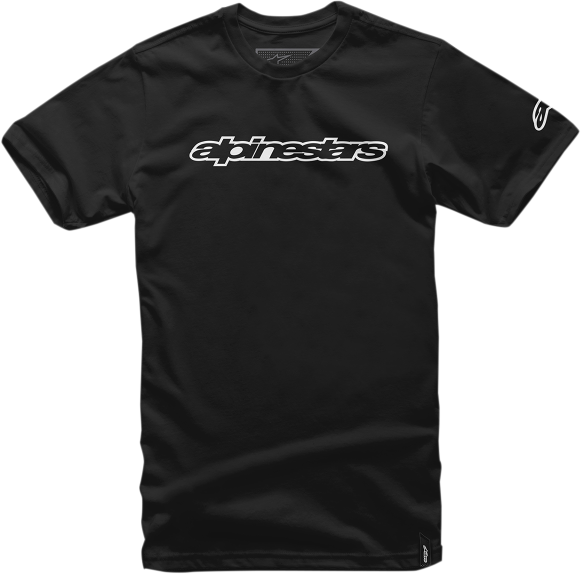 Black Alpinestars Wordmark T-Shirt in 2XL with brand logo front view, casual style, soft cotton fabric, and modern fit.