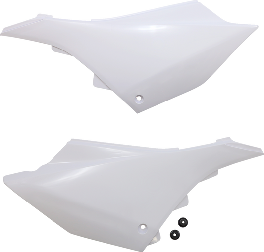 A white ACERBIS standard replacement body kit for motorcycles, designed for easy installation and a sleek look.