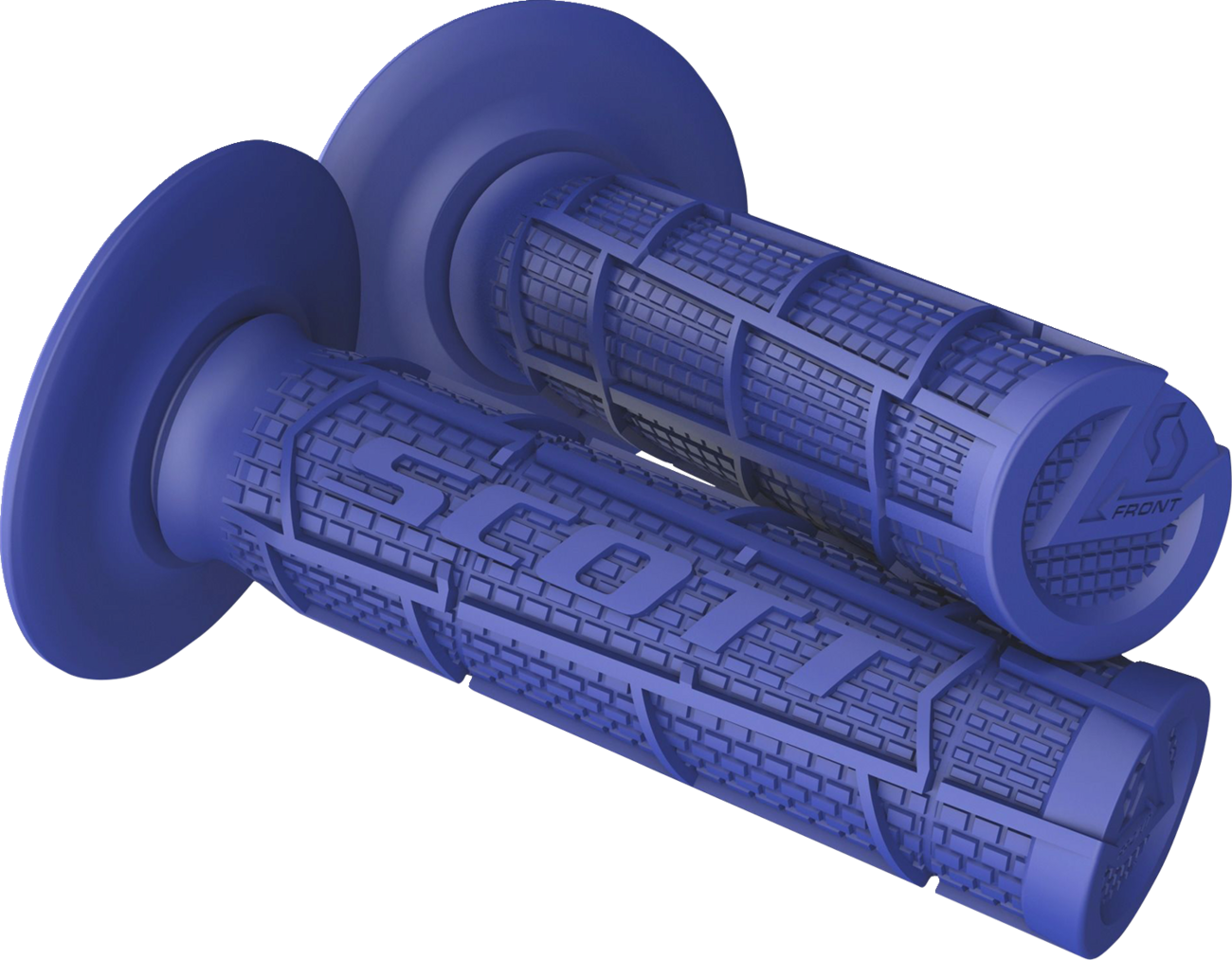 Scott Full Waffle grips in blue for bikes, featuring textured rubber design, ideal for enhanced grip and control.
