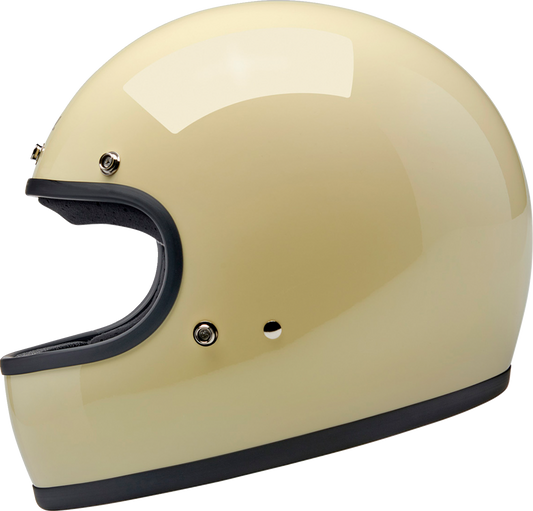 Gloss white Biltwell Gringo helmet in medium size with smooth finish, designed for motorcycle riders and safety.