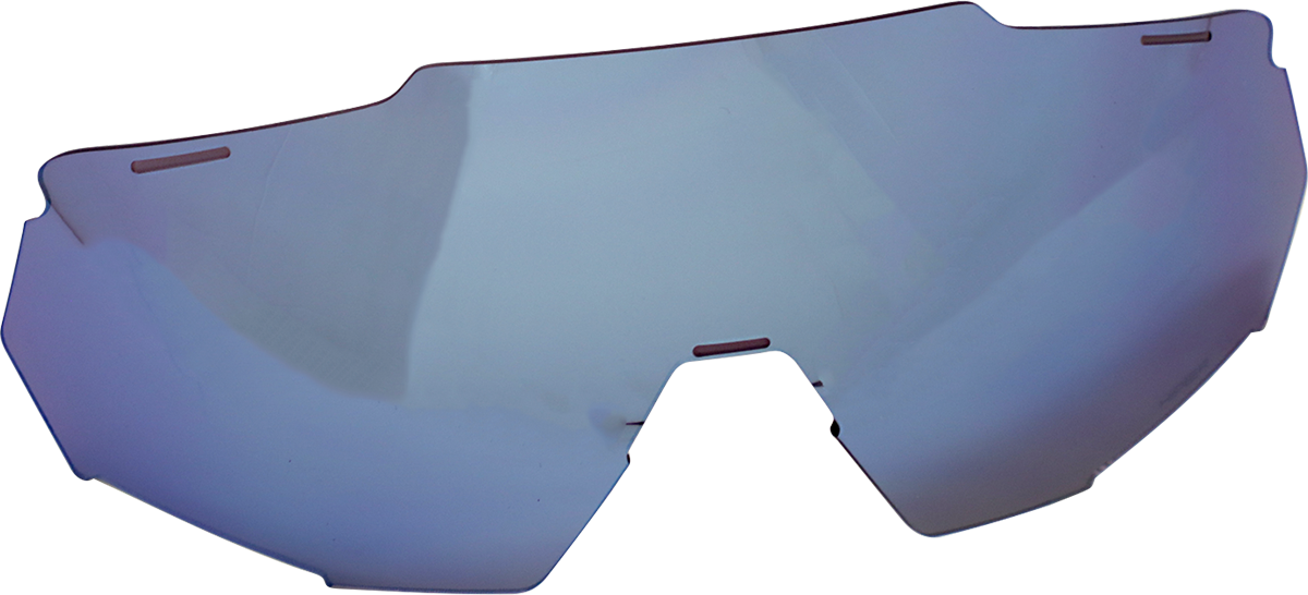 Bill's Exhausts 100% Racetrap HiPER Blue Multilayer Mirror Lens for glasses, featuring a vibrant blue reflective coating and multilayer mirror finish.