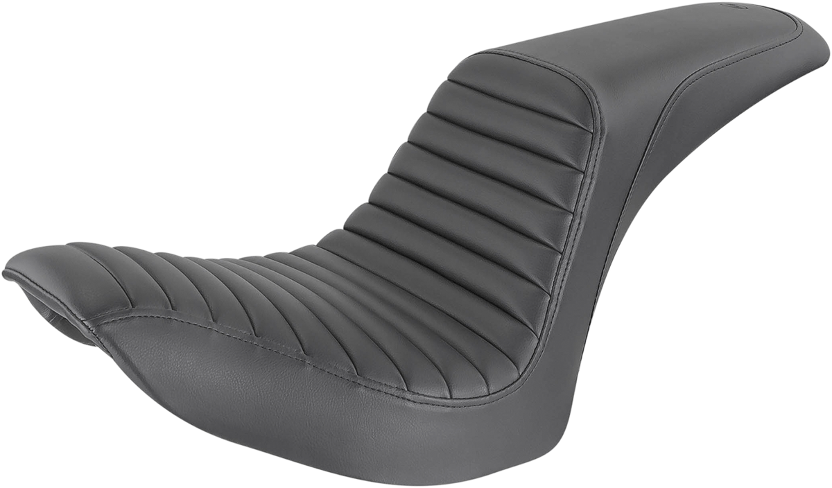 SADDLEMEN Profiler Seat with Tuck and Roll design for Harley FLSTC 2006-2017, black leather motorcycle seat by Bill's Exhausts