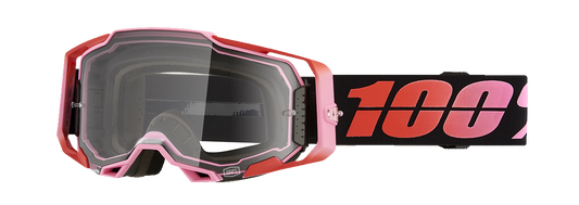 Bill's Exhausts Armega Goggles in clear with adjustable strap, designed for motorcycle or sports use.