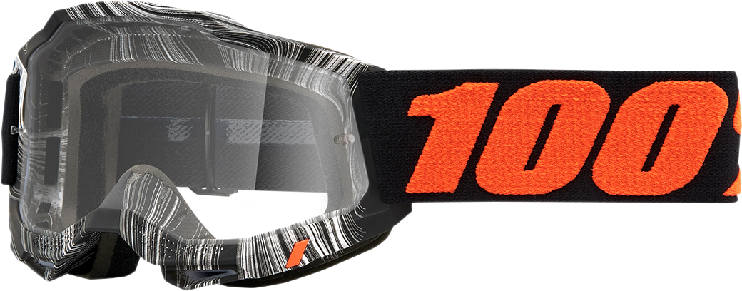 Clear 100% Youth Accuri 2 goggles by Geospace with black frame, designed for youth sports and outdoor activities.