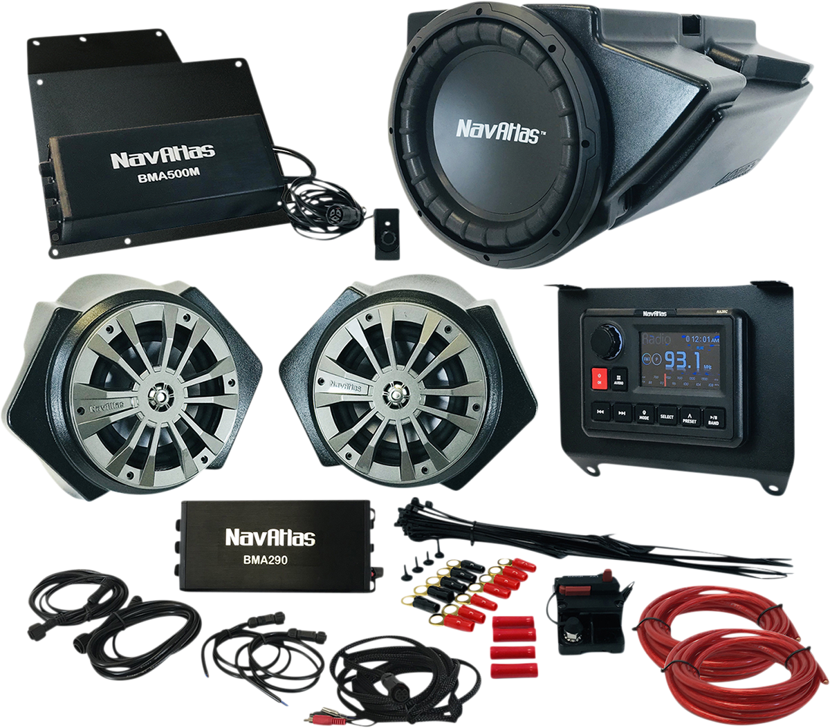 Bill's Exhausts NAVATLAS Audio Kit Zone 3 Turbo RZR3 speakers, compact black speaker system for off-road vehicles