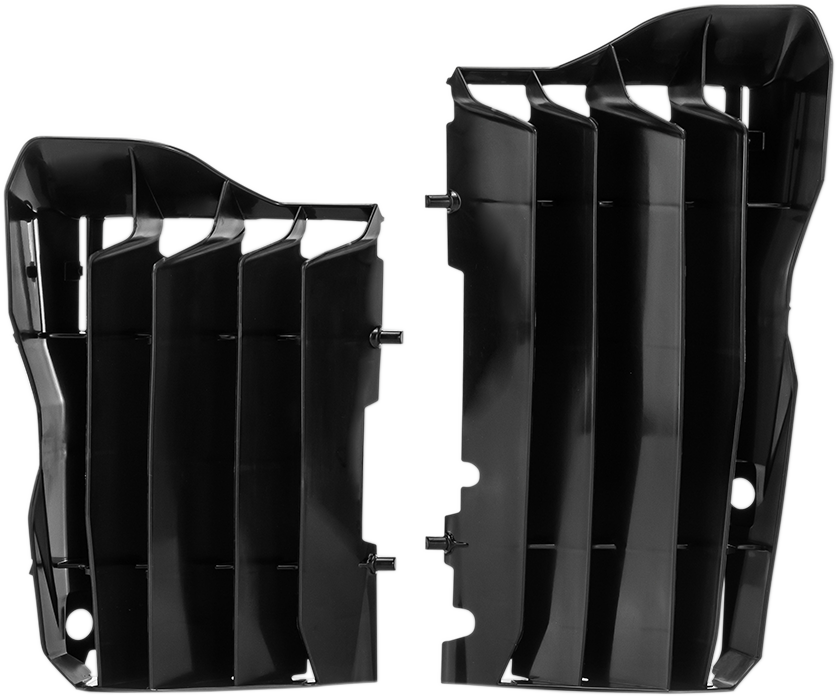 Black Acerbis radiator louvers for Honda motorcycle, showing the body part with vented design and mounting points.