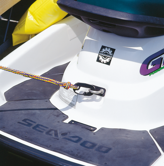 Bill's Exhausts AIRHEAD Sports Group PWC Docking Line PWCD-2 for watercraft, shown coiled with durable rope and fittings