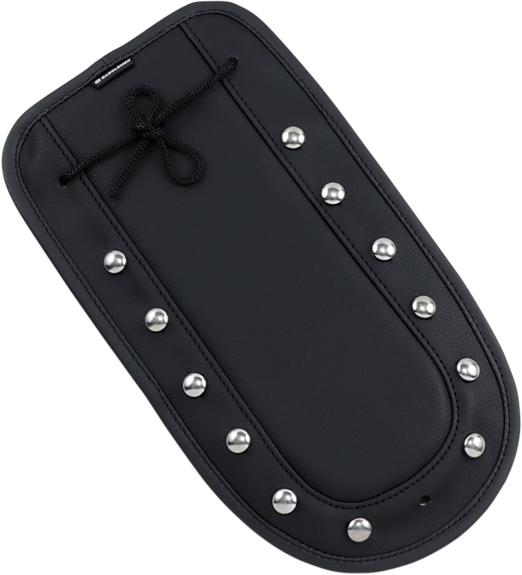 Bill's Exhausts SADDLEMEN Fender Chap for Solo Seat T8700-97-S, features studded design and durable leather material.