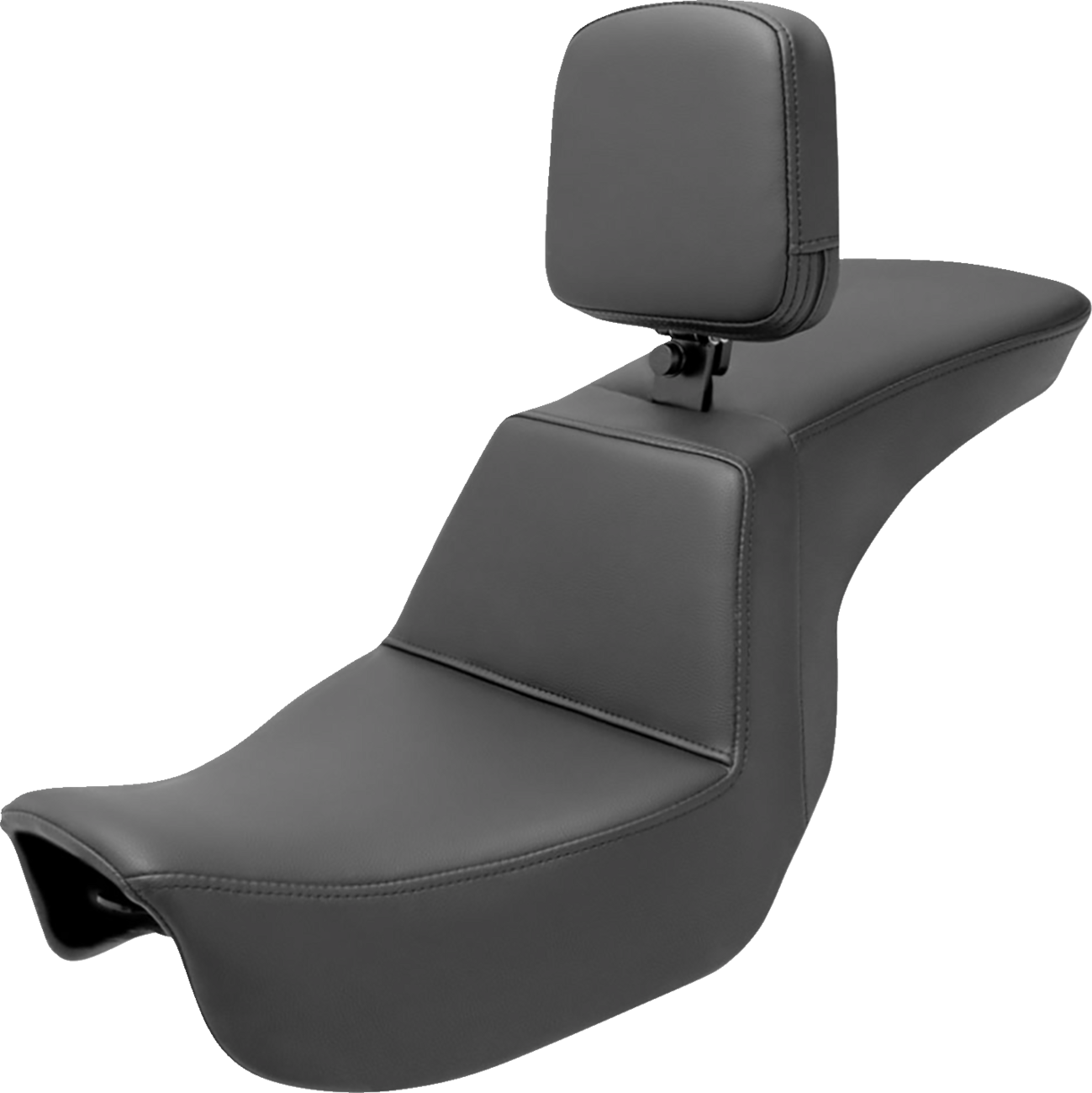 SADDLEMEN Tour Step Up Seat with rider backrest for Dyna bikes 2006-2017, plain style, on a motorcycle seat.