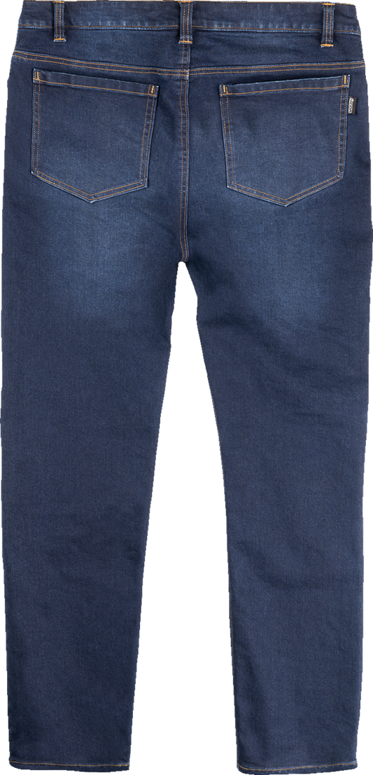 Blue ICON Uparmorâ„¢ Covec Jean by Bill's Exhausts, size 44, with detailed stitching and rugged denim texture.