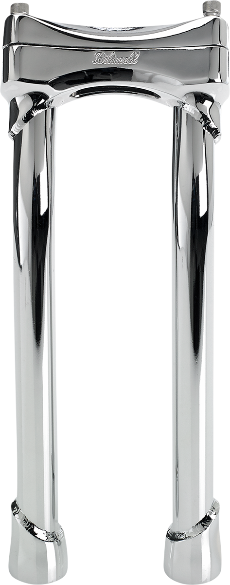 Chrome BILTWELL Murdock oversized risers with pullback handlebar design, 12-inch width for motorcycle handlebars.