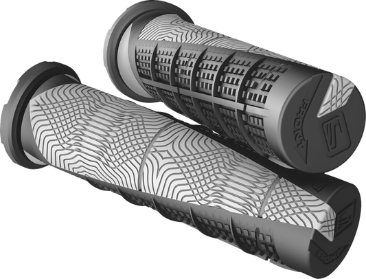 Scott Deuce ATV grips in black and gray, designed for engine control, featuring ergonomic rubber padding and textured surface.