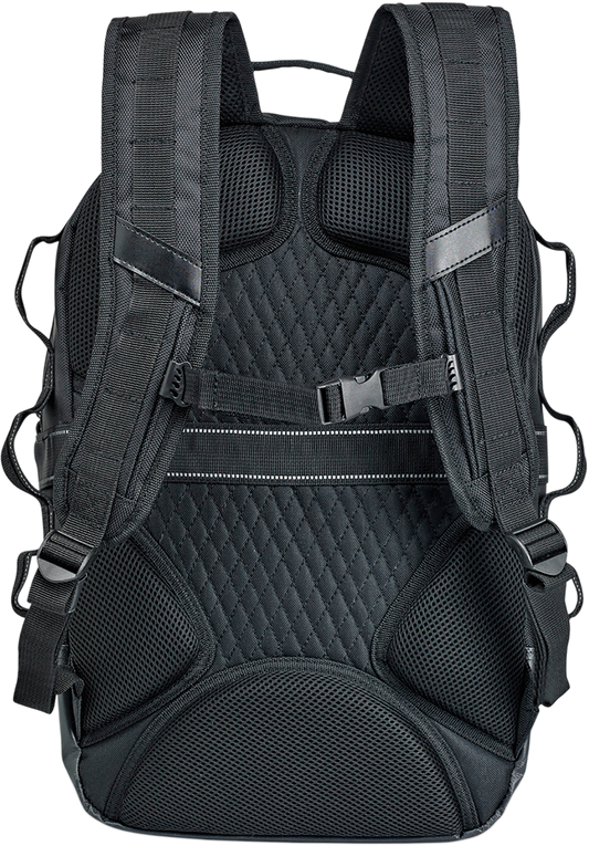 Black BILTWELL EXFIL-48 backpack by Bill's Exhausts, showing sleek design and durable straps for daily use and travel.