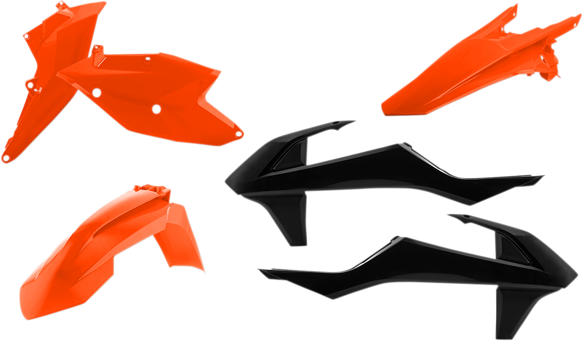 Acerbis OEM 2017 standard replacement body kit for motorcycles, featuring body panels in black with mounting details.