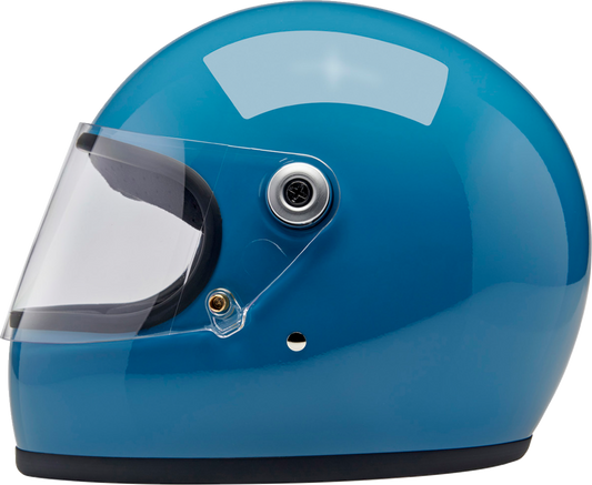 BILTWELL Gringo S helmet in gloss dove blue, small size, featuring a sleek motorcycle helmet design with smooth finish.