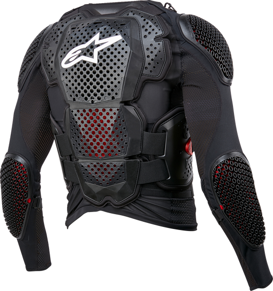 Alpinestars Bionic Tech v3 motorcycle jacket in black, white, and red with armored details, size XL.