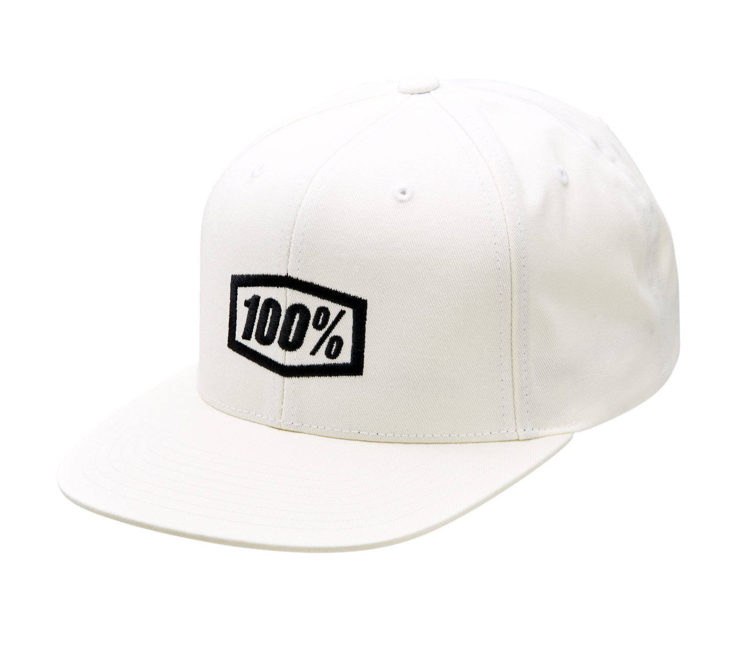 White 100% Icon Snapback Hat by Bill's Exhausts featuring a flat brim and adjustable one size fits all design.