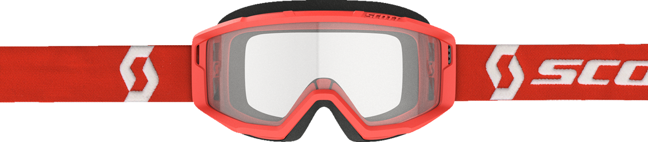 Scott Primal goggles in red with clear lenses, designed for engine protection and visibility, branded by Bill's Exhausts.