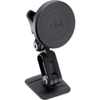 SP CONNECT mounting system for charging with adhesive base, compatible with SPC+ devices, shown on a vehicle surface.