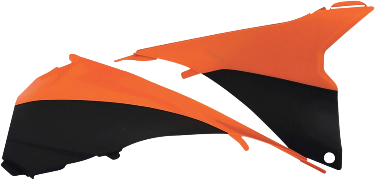 Acerbis Airbox Cover in black and fluorescent orange for motorcycle, featuring sleek body design with branding details.